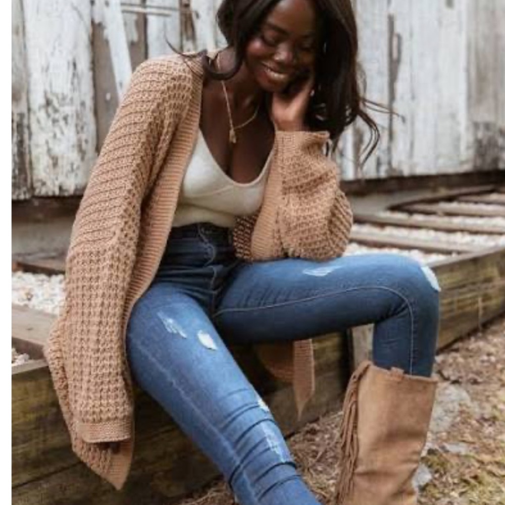 Cozy Tan Knit Sweater